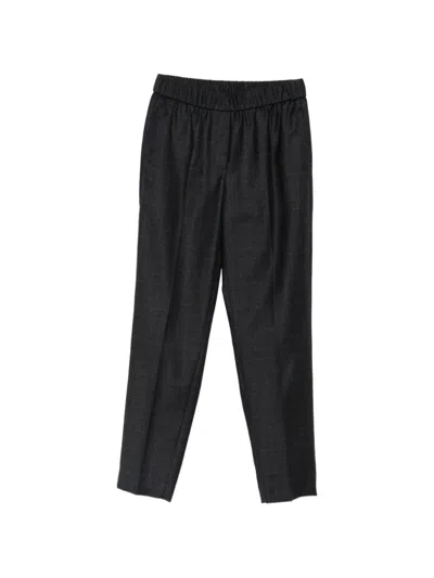 Peserico Check-pattern Elasticated-waistband Trousers In Black