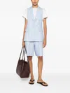 Peserico Check-pattern Linen Vest In Blue