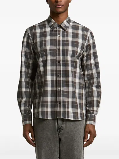 Peserico Check-pattern Long-sleeve Shirt In Gray