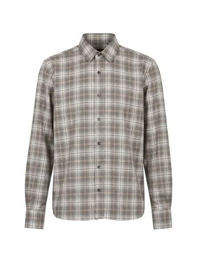 Peserico Check-pattern Long-sleeve Shirt In Gray