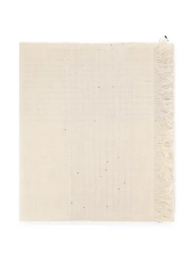 Peserico Check-pattern Sequin-embellished Scarf In Neutral