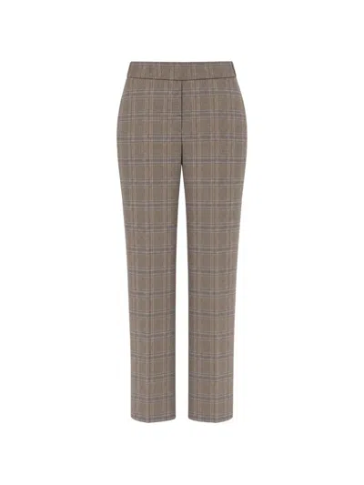 Peserico Check-pattern Tailored Trousers In Brown