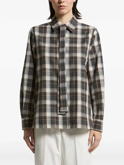 Peserico Check-pattern Tie-detail Shirt In Multi