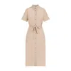 Peserico Beige Chemisier Cotton Midi Dress In Neutrals