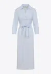 Peserico Chemisier Linen Midi Shirt Dress In Light Blue
