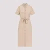 Peserico Beige Chemisier Cotton Midi Dress In Cordame