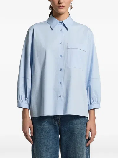 Peserico Chest-pocket Collared Shirt In Blue
