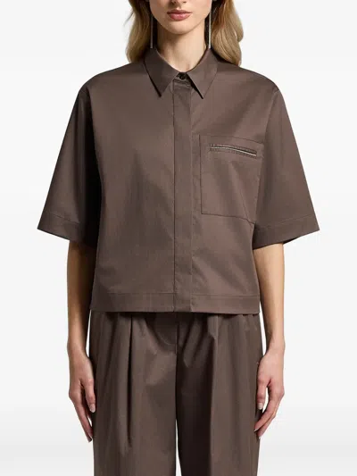 Peserico Chest-pocket Shirt In Brown