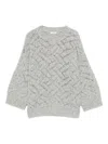 Peserico Chevron-pattern Crew-neck Sweater In Gray