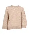 Peserico Textured Zigzag Knit Sweater With Metallic Thread In Neutral