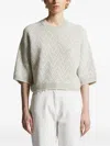 Peserico Knit Sweater Chevron Pattern In Gray