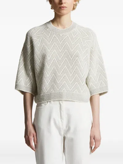 Peserico Chevron-pattern Sweater In Gray