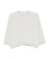 Peserico Knit Sweater Chevron Pattern In White