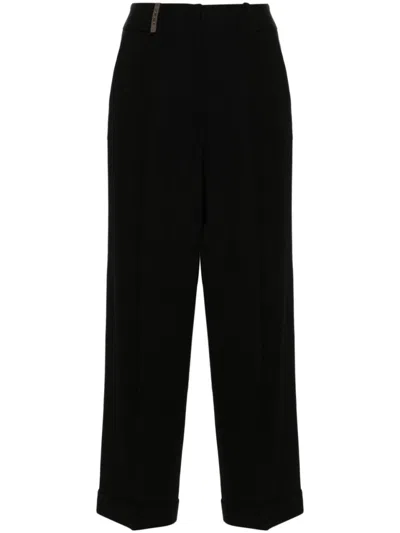 PESERICO PESERICO WIDE-LEG TROUSERS WITH VISCOSE-WOOL BLEND AND TAILORED FINISH
