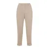 Peserico Beige Stretch Cotton Pants With Turn-up Hems In Neutral