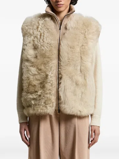 Peserico Chunky-knit Zip-up Cardigan In Nude