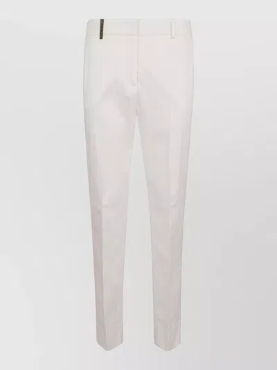 Peserico Cigarette Trousers Light Satin Belt Loops In White