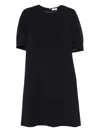 Peserico Puff-sleeve Midi Dress In Black
