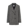 Peserico Textured Herringbone Mid-length Coat With Notched Lapel In Gray