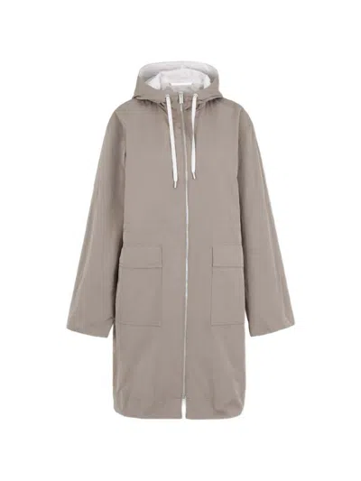 Peserico Coat With Hood And Pockets In Brown