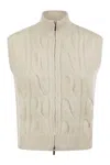 Peserico Cable Zip Vest In Alpaca Wool In White