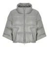 Peserico Glitter-embellished Puffer Jacket In Grey