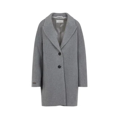 PESERICO COCOON GREY VIRGIN WOOL COAT