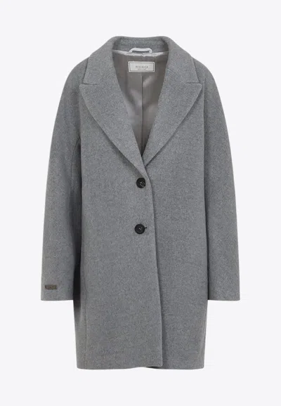 Peserico Cocoon Wool Cashmere Coat In Gray