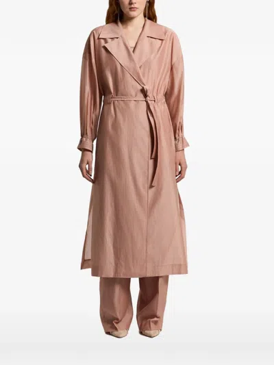 Peserico Collared Belted Coat In Pink