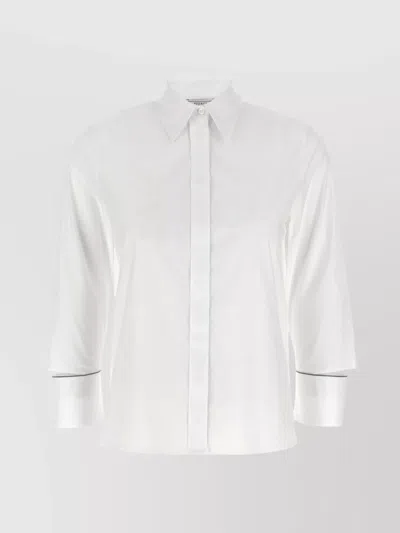 Peserico Collared Neck Shirt With Cuff Detail In White
