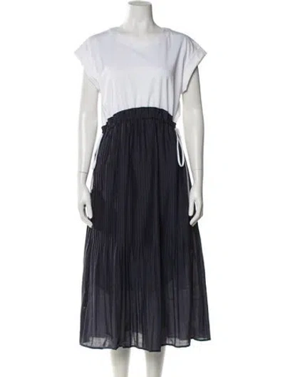 Pre-owned Peserico Colorblock Pattern Long Dress In Blue
