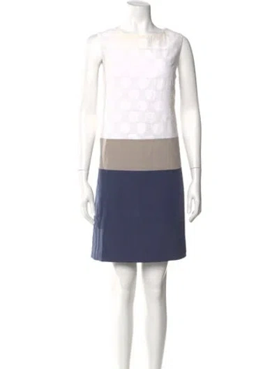 Pre-owned Peserico Colorblock Pattern Mini Dress In Blue