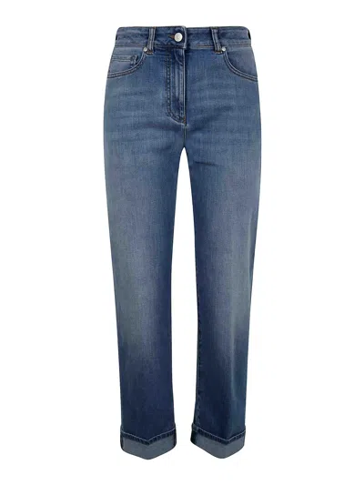 Peserico Comfort Light Denim Trousers In Blue
