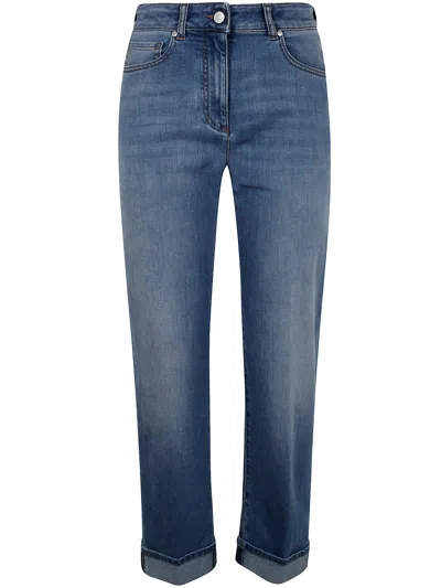 Peserico Comfort Light Denim Trousers In Space Blue