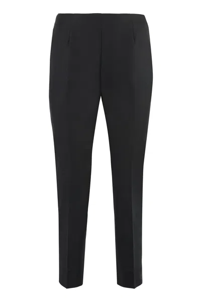 Peserico Compact Canvas Cotton Viscose Stretch Trousers In Black
