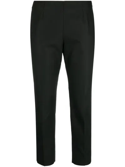 Peserico Compact Canvas Cotton Viscose Stretch Trousers In Black