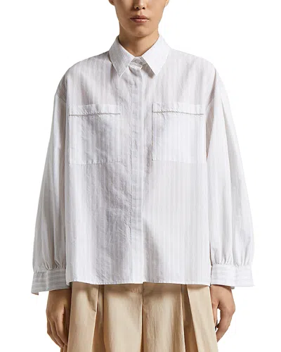 PESERICO CONCEALED BUTTON LONG SLEEVE BLOUSE