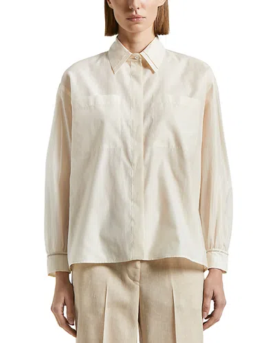 Peserico Concealed Button Long Sleeve Blouse In Neutral