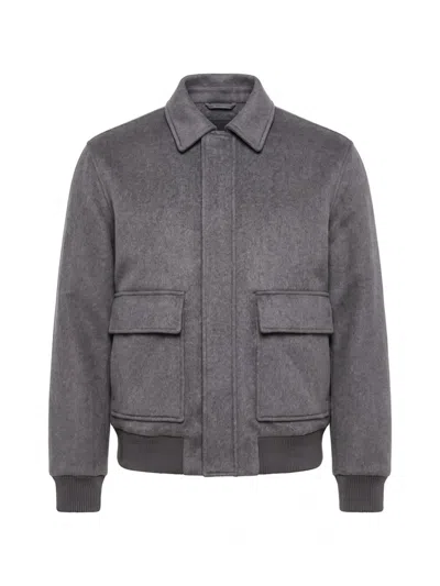 Peserico Concealed-fastening Flap-pocket Jacket In Gray