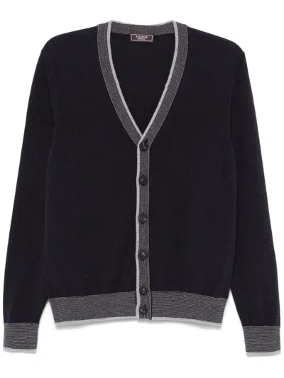 Peserico Contrast-border Cardigan In Blue