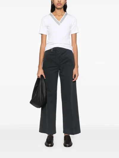 Peserico Contrast-collar T-shirt In White