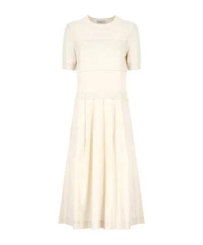 Peserico Contrast-panel Midi Dress In Neutral