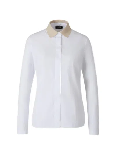 Peserico Contrast-collar Long-sleeve Shirt In White