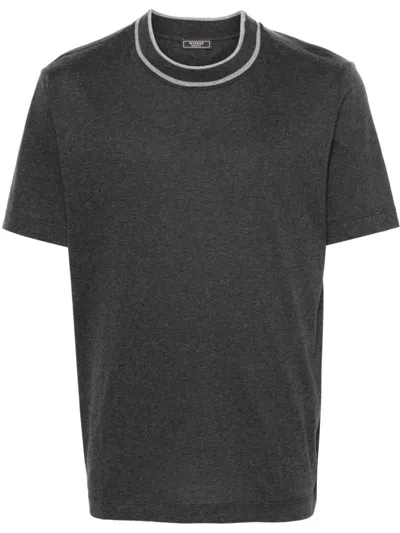 Peserico Contrasting-collar T-shirt In Grey