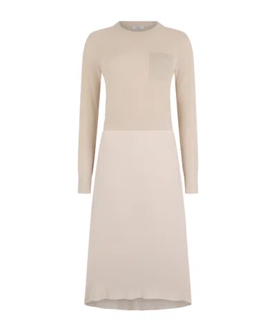 Peserico Contrasting-stitch Knitted Midi Dress In Neutral