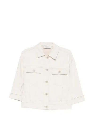 Peserico Contrast-stitched Denim Jacket In Neutral