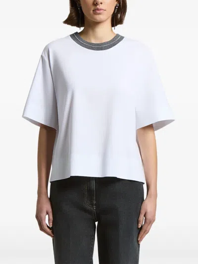Peserico Contrast-trim Keyhole-back T-shirt In White