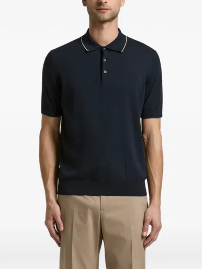Peserico Contrast-trim Polo Shirt In Blue