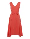 Peserico Coral Colored Midi Dress In Red