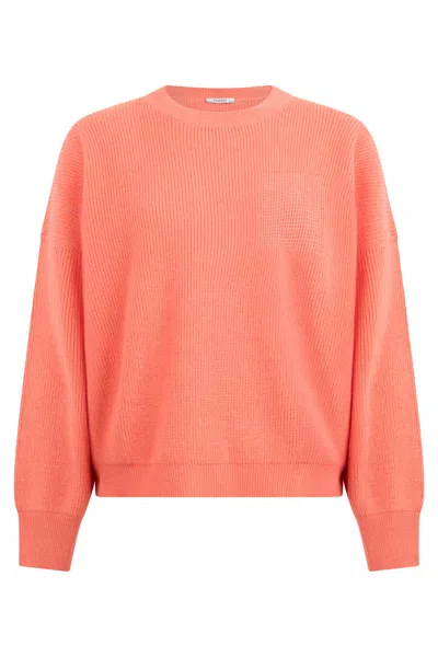 Peserico Coral Pink Sweater With Crew Neck In A Minimal And Versatile Design.